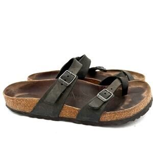 Birkenstock Mayari Black Leather Thong Strappy Sandals Size 40 / 260 / 9